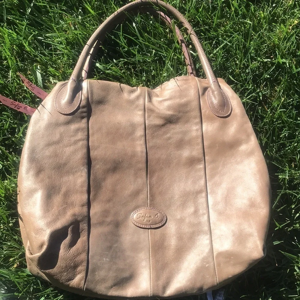 Sofia C leather bag satchel hobo BoHo shoulder bag tope